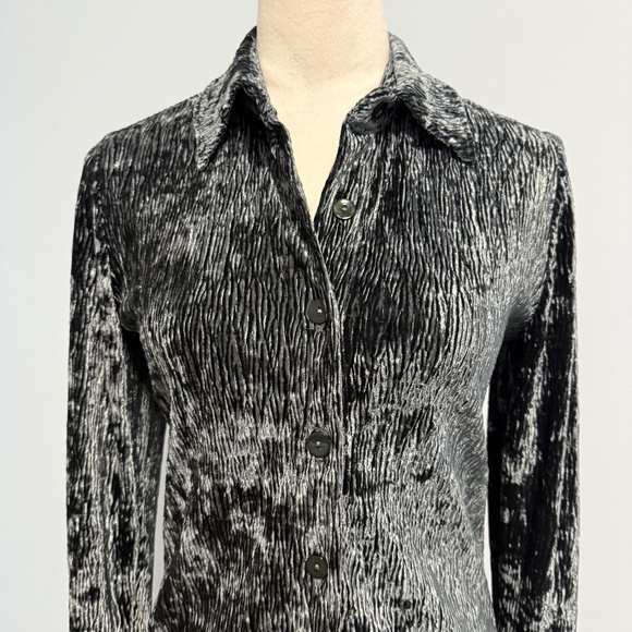 Soft Surroundings Women’s Velvet Crinkle Gray Shirt Dress Size XS - Picture 2 of 10
